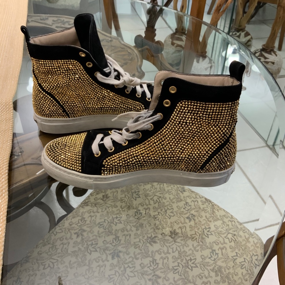 Le Silia Swarovski Suede Crystal Sneakers - Picture 2 of 5